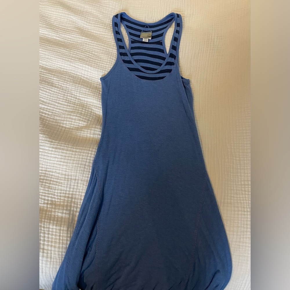 Athleta blue dress with stripes